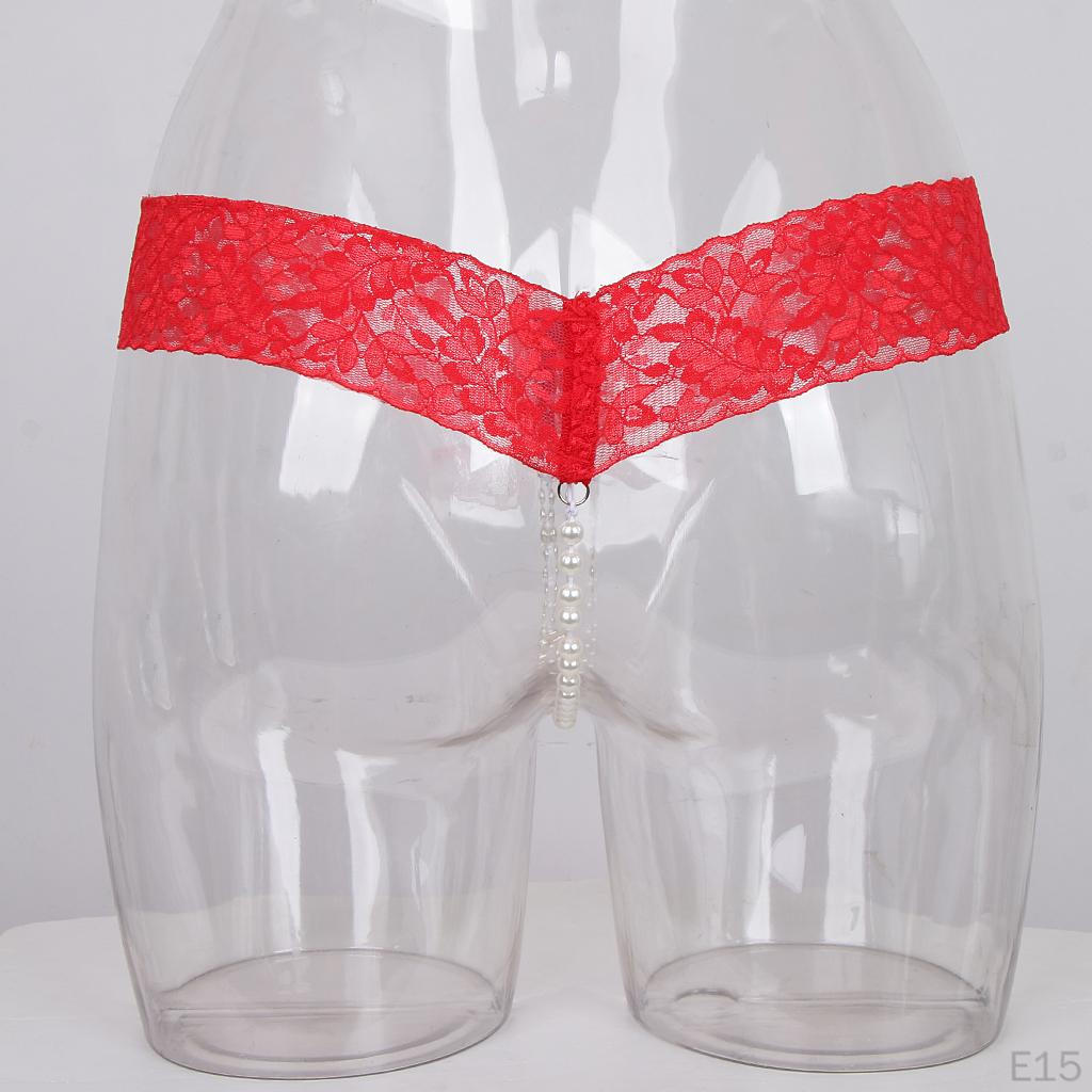 Кружевные трусики без ластовицы с жемчугом для женщин