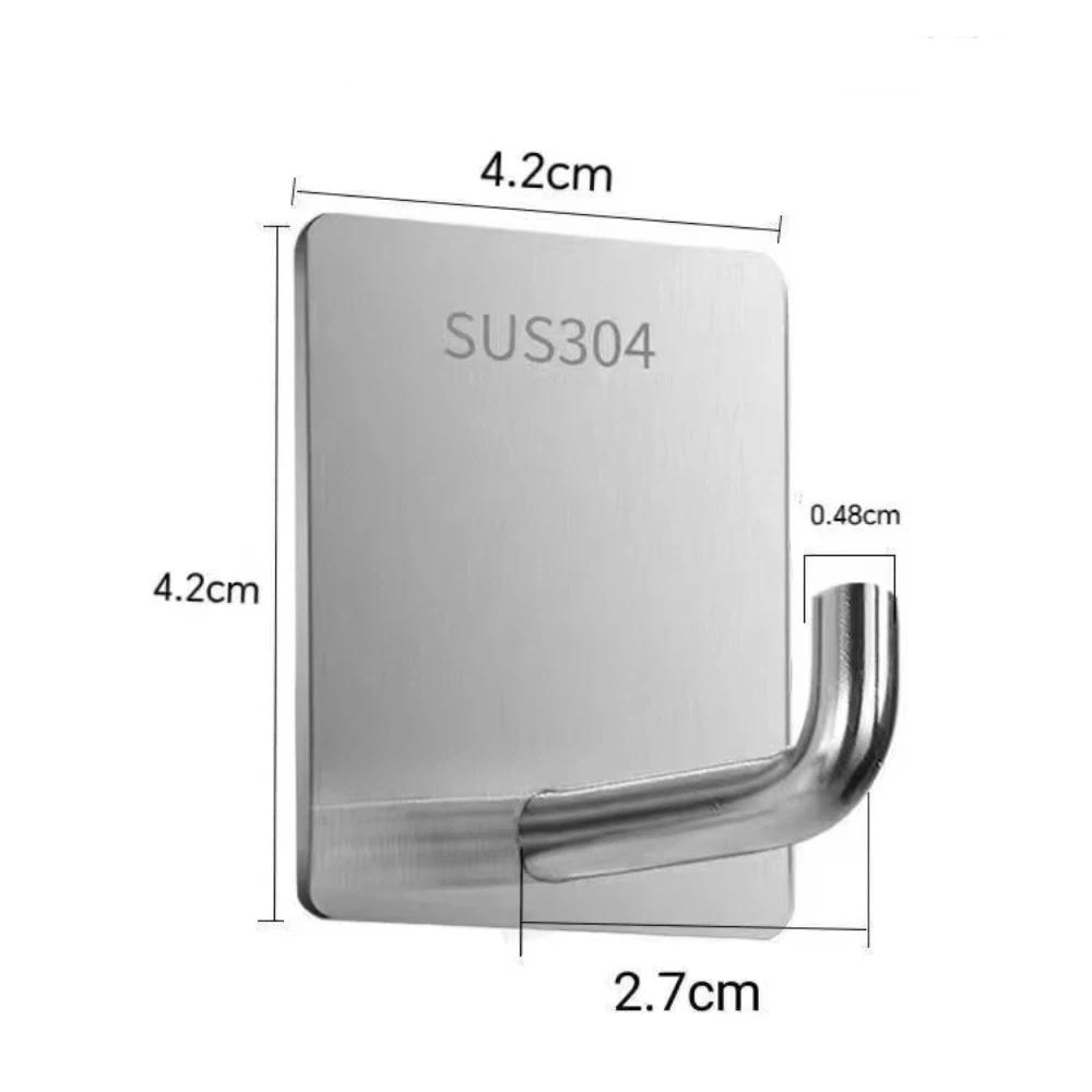 2/10pcs Rustproof Adhesive Hook Waterproof Wall Hook New Stainless Steel Hook  Household Use