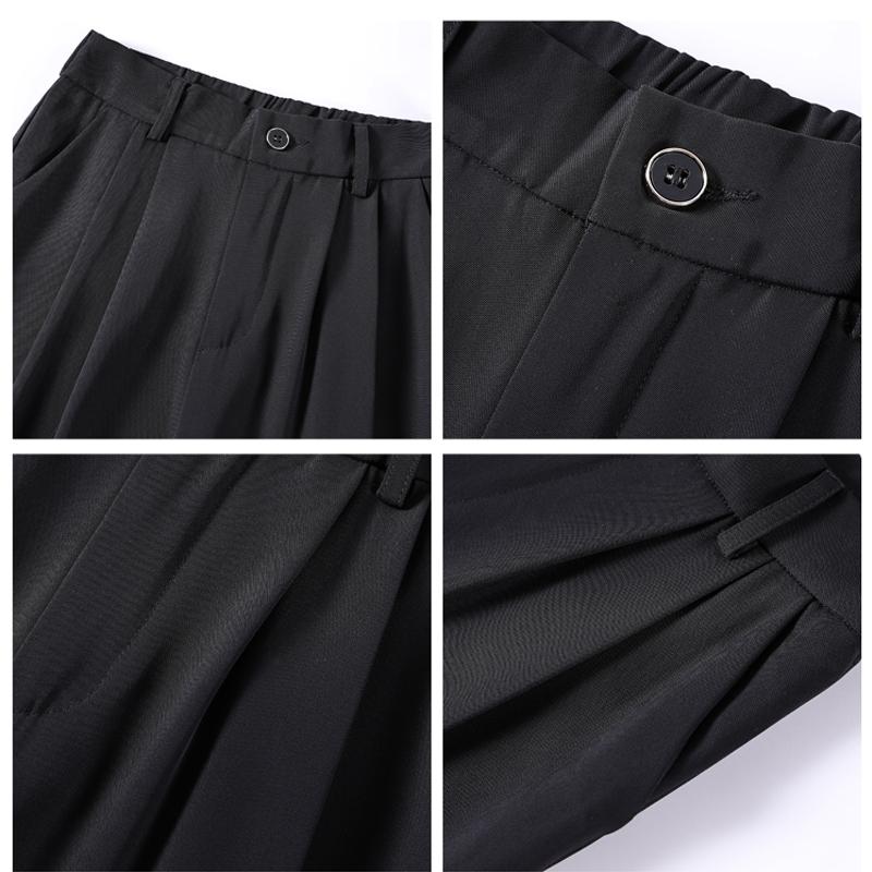Модные повседневные широкие длинные брюки, новинка 2024 года, офисные брюки с высокой талией, женские прямые свободные брюки с драпировкой, летние тонкие однотонные простые брюки 2705