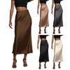 Women Midi Skirt Mid-rise A-Line Solid Color Fishtail Skirt Smooth Fabric Office Lady Skirt Daily Wear