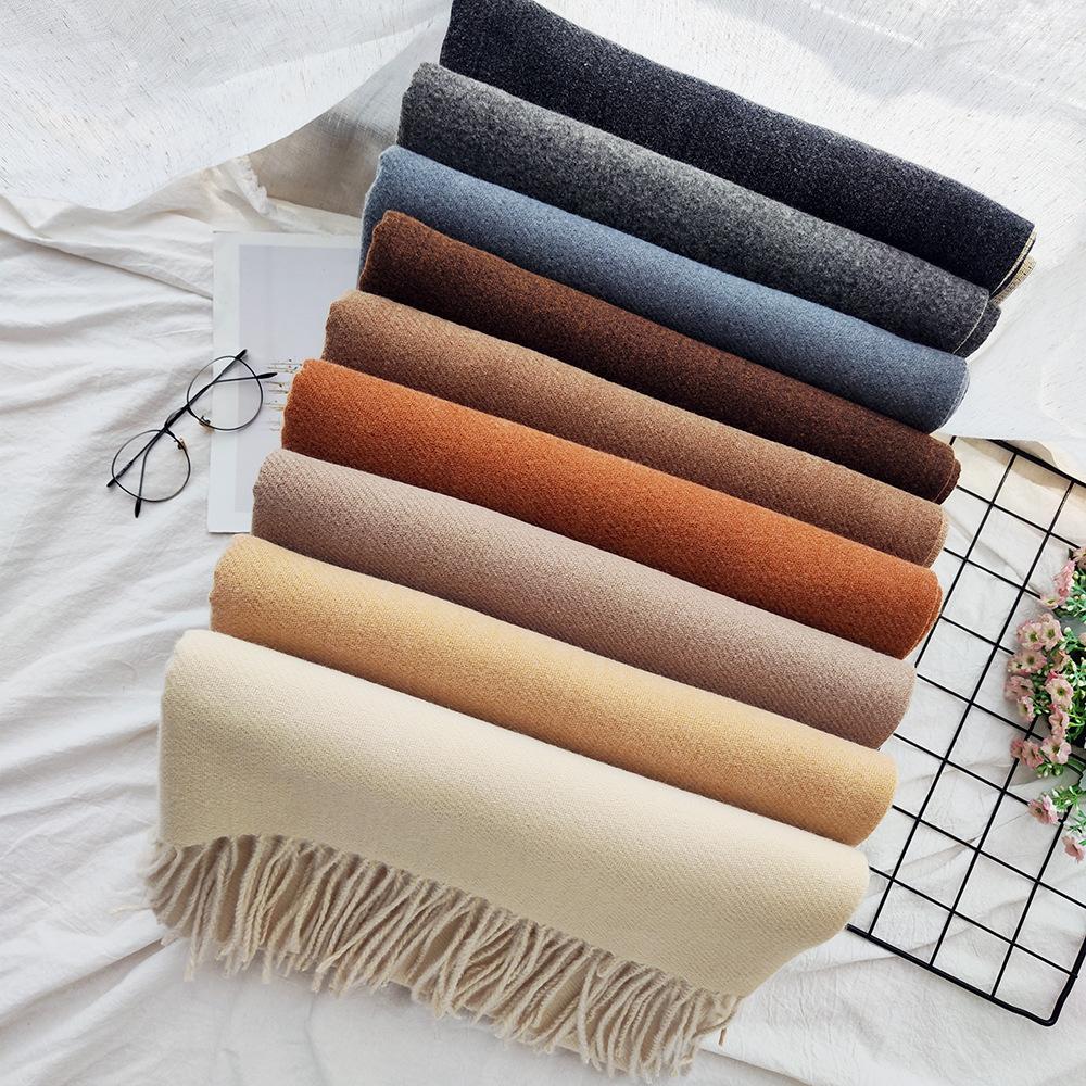 Thickened Solid Color Double Sided Imitation Cashmere Scarf Autumn and Winter Atmosphere Women's High End Versatile Men's Scarf Warm Shawl