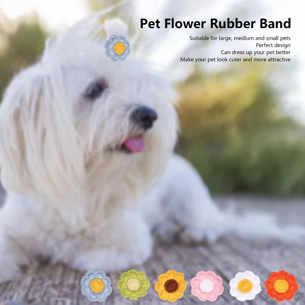 24pcs Elastic Dog Hair Tie Decorative Flower Hair Tie Fashion Dog Grooming Decor Outdoor Walking