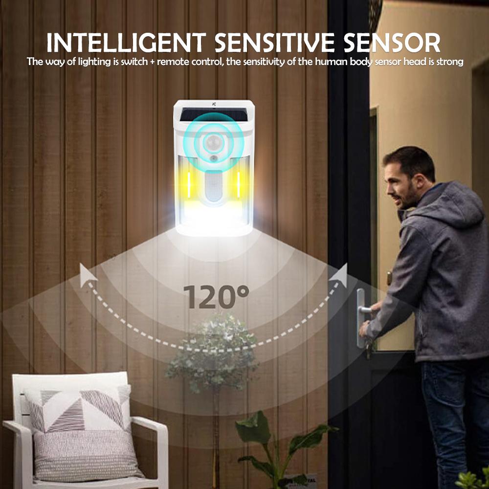 Solar Powered Outdoor Motion Sensor Wall Light IP65 Waterproof Tungsten Wall Lamp With 3 Lighting Modes For House Porch Deck