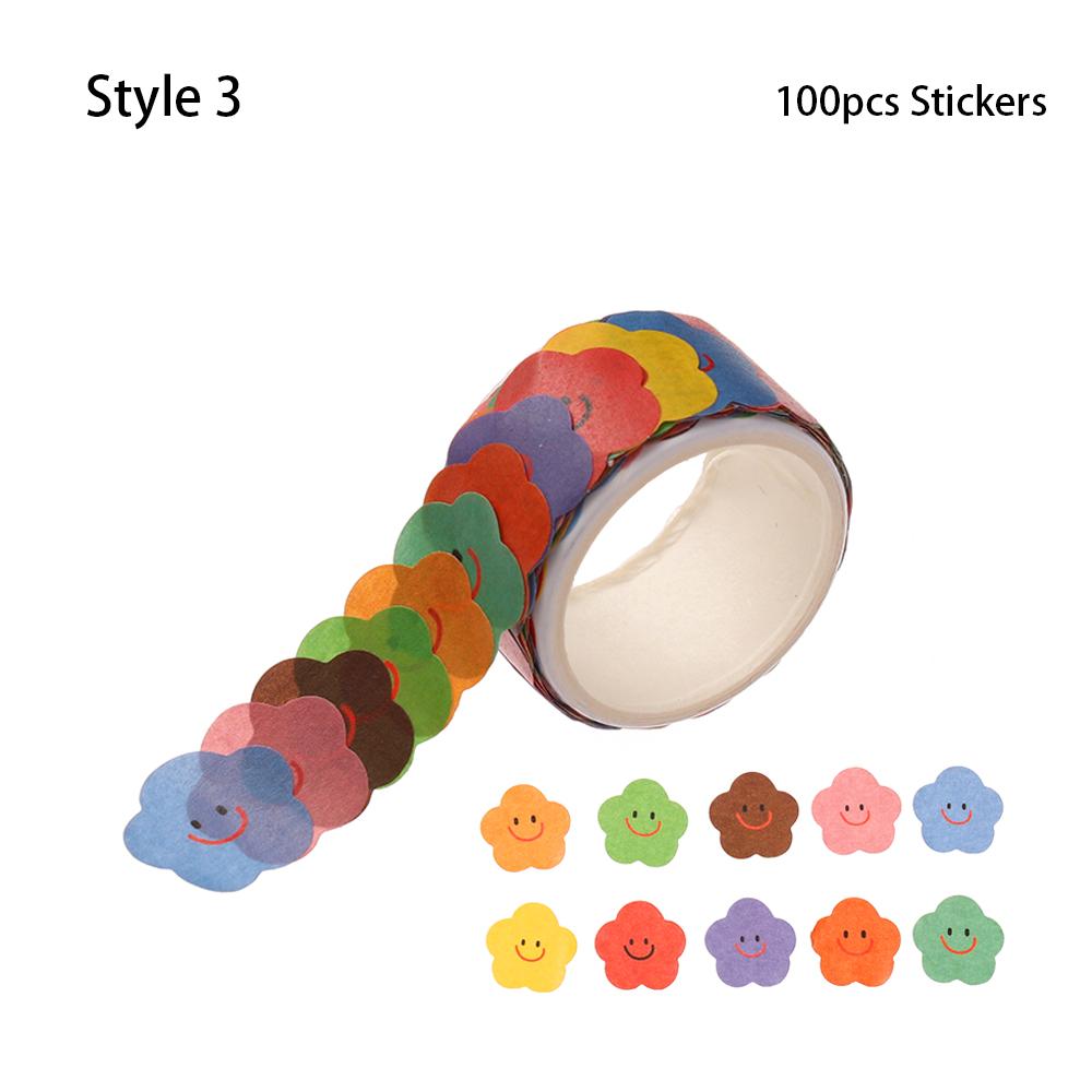 100 Pcs/pack Kawaii Fruit Animals Dot Washi Stickers Tearable Sticky Paper Notebook Decorative Stickers