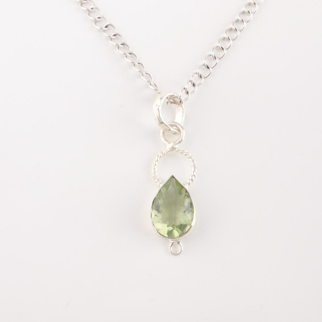 Green Amethyst Gemstone 925 Sterling Silver Jewelry Handmade Girls Pendant 1.40" PP-12-38