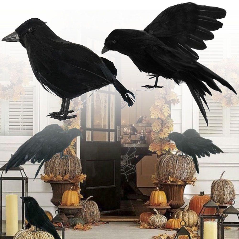 Model Party Event Supplies Artificial Crows Halloween Ornament Lifelike Black Bird Feathered Raven