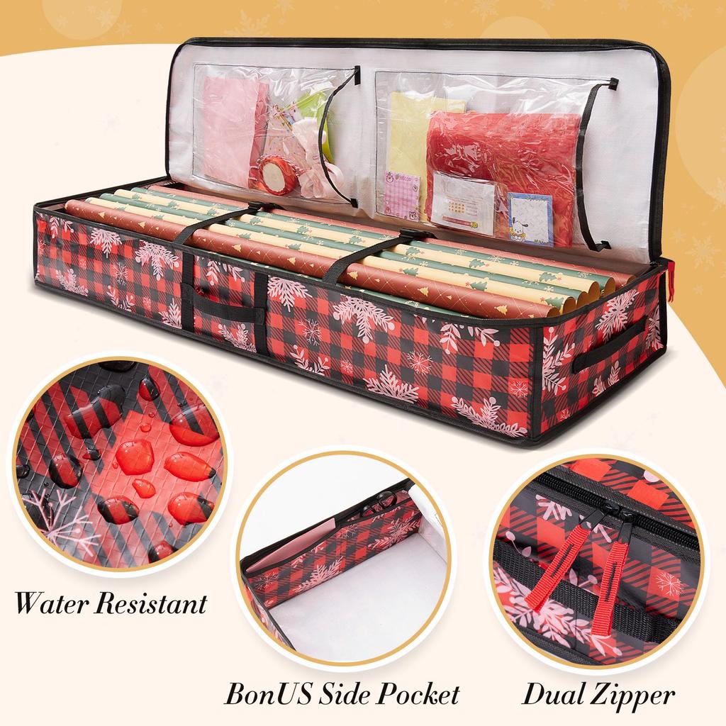 Трансграничная сумка для хранения рождественских украшений - Подкроватная сумка из ПЭ тканого картона для рулонной бумаги