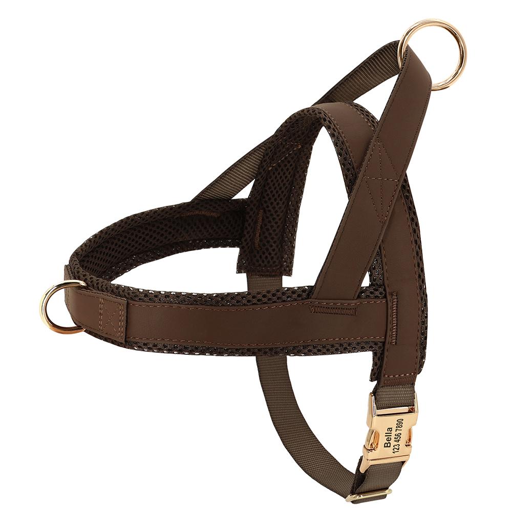 Personalized No Pull Dog Harness  Leather Dog Vest Harness Soft Mesh Padded Harnesses For Small Medium Large Dogs French Bulldog