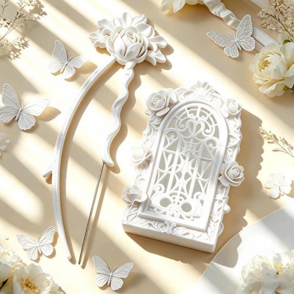 Embossed Rose Fuse Beads Tools Set Vintage Bead Tweezers Pen Kit DIY Handmade