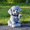 Садовые фигурки животных на солнечной батарее, креативные украшения для двора, балкона, сада, щенок, смола, декоративная садовая статуэтка