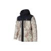 X National Geographic Collaboration Full Print Spliced Zipper Hooded Down Jacket Men Jacket Khaki Black 952347919-3