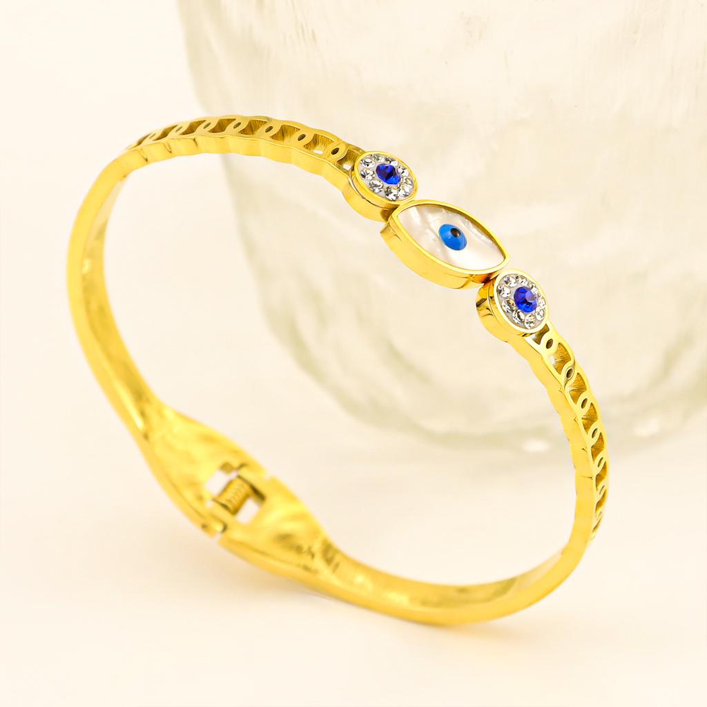 Браслет женский из титановой стали с бриллиантовой ракушкой, не выцветающий, с пружинной застежкой из нержавеющей стали