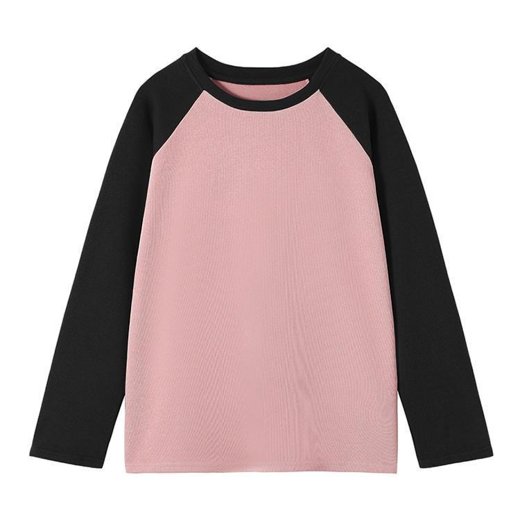 Осень 2025 Лонгслив с рукавом реглан в стиле колор-блок – Свободный лоскутный базовый слой для осени/зимы.