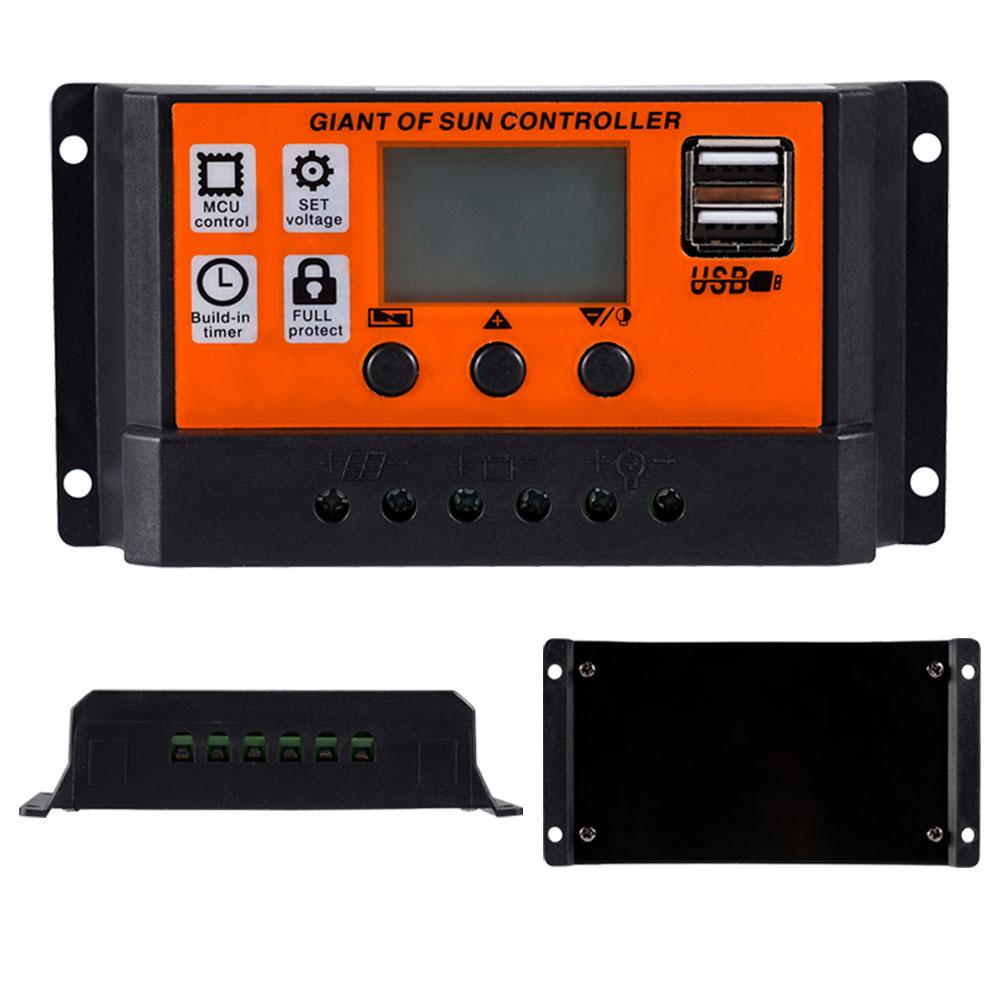 30A/60A/80A/100A PWM контроллер заряда солнечной батареи 5 В зарядное устройство для солнечной панели кондиционер для аккумулятора автомобильная солнечная панель светодиодный дисплей двойной USB