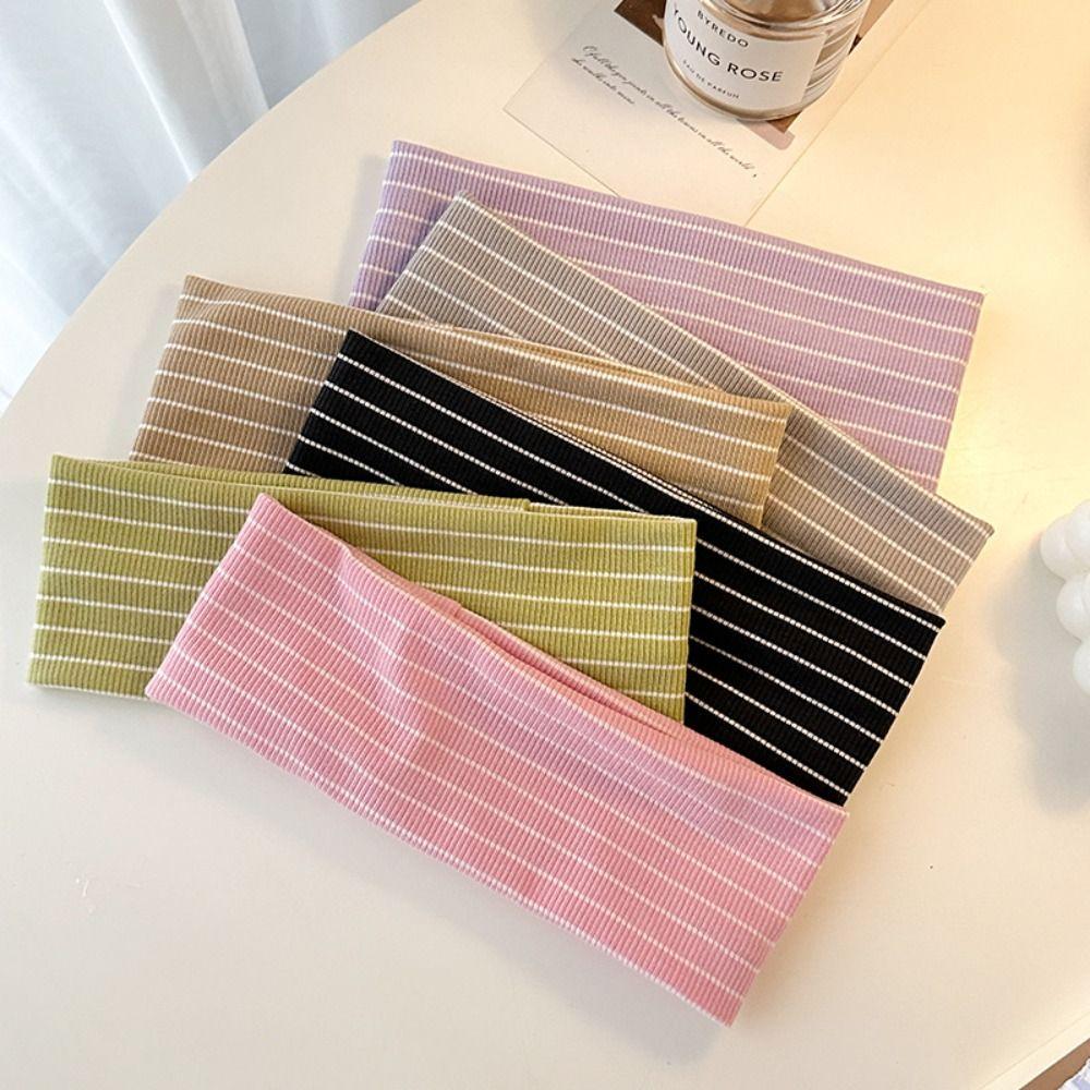 Sweat-absorbent Yoga Headband Elastic Wide Headbands Dopamine Stripes Headbands Hair Accessories