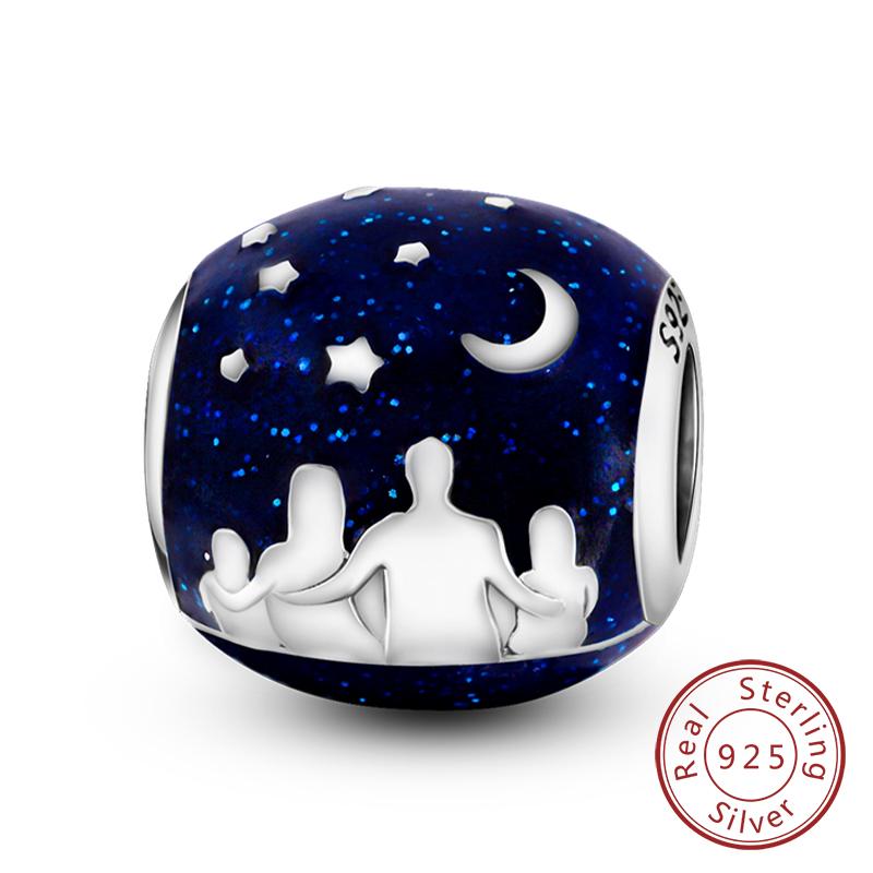 Медные Шармы Бусины Сердце Любви Счастливые Звезды Самолет Голубые Цирконы Шармы Подвески Подходят для Браслетов Шармов Женские Украшения