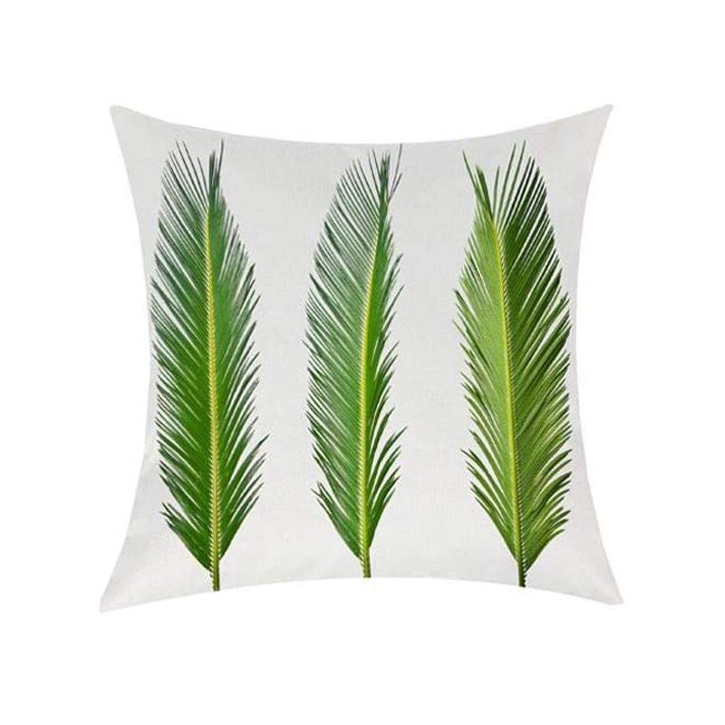 Simple Modern Green Leaves Tropical Plant Series Linen Pillowcase Nordic Small Fresh Style Cushion Cover