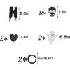 Halloween Birthday Party Decorations - Black Glitter Happy Birthday Banner with Black Heart Skull Garland
