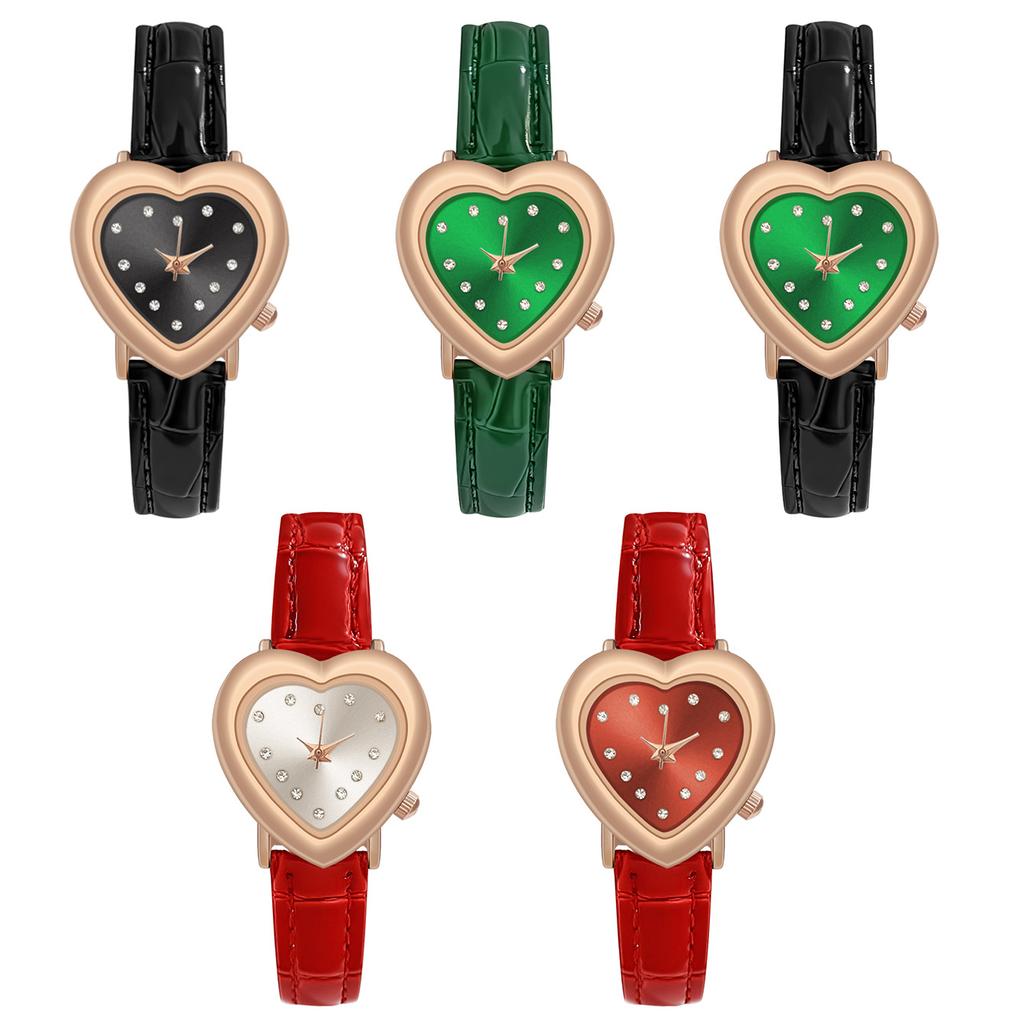 Luxury Watch Women Quartz Leather Watches Heart Shaped Ladies Wristwatch Rhinestone Dress Clock Gift Reloj Mujer Montre Femme