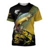 Retro Men's T-shirt, Outdoor Sports Short Sleeved T-shirt with 3D Fishing Print, Men's Casual T-shirt, Loose T-shirt, Men's Streetwear