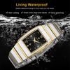 WWOOR Top Brand Luxury Men's Watches Square Stainless Steel Quartz Wristwatch Waterproof Fashion Watch for Men Date Clock