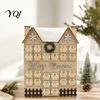 Vintage Style Christmas Decor Wooden House Advent Calendar, with 24 Drawers, Countdown to Gift Box Box, Refillable Xmas Desktop Decoration Decorative