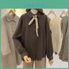 Cotton Corduroy Shirt For Women With Loose Fit And Polo Collar For Spring 2025