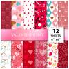 12 Pieces Of Red Love Material Paper Valentine'S Day Qixi Festival Mother'S Day Gift Box Decorative Gift Wrapping Paper
