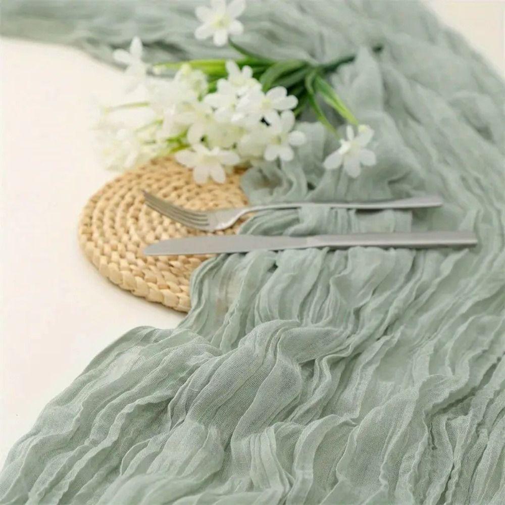 Semi-Transparent Tulle Table Runner Vintage Wedding Desktop Decoration Floral Tablecloth Party