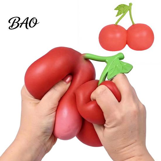 Stress Relieving Toys Double Cherry Relief Toy, Soft Fake Squeeze Flour Filling Toy Sensory Fidget for Hand Relaxation Decorative