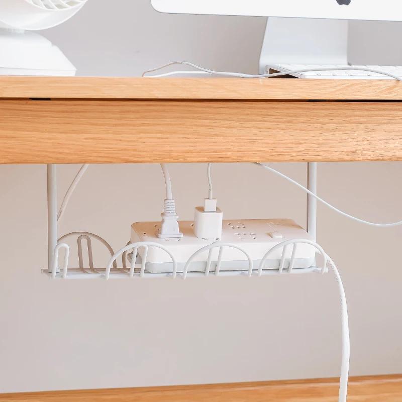 Under Table Storage Rack Cable Rack Shelf Table Bottom Socket Holder Hanging Rack Line Finishing Home Office Desk Wire Organizer