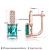 Copper Rose Gold Plated Inlaid Geometry Green Female Earrings