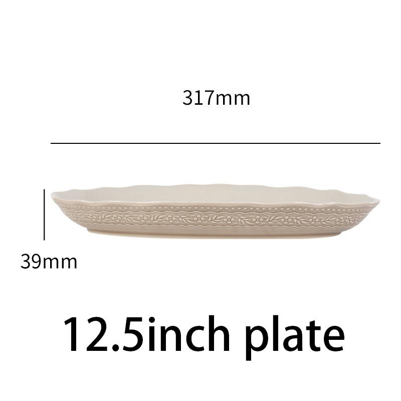 Ancient European Style Ceramic Dining Plate Underglaze Jadeite Green Breakfast Bread Steak Plate Household Kitchen Tableware