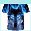 Модные мужские футболки с 3D-принтом волка, яркими цветами и из высококачественной полиэстеровой ткани