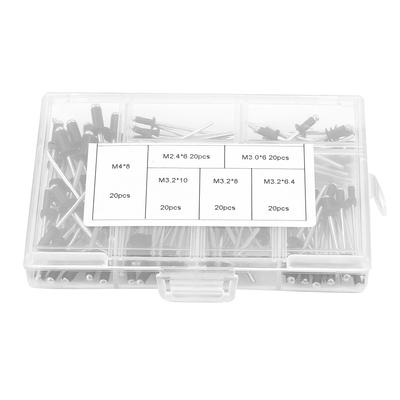 120 шт. набор M2.4 M3.0 M3.2 M4 алюминиевые заклепки-крепежи ассортимент комплект с коробкой