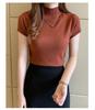 2024 Women's Slim Fit Knitted Half Turtleneck Short-Sleeve Sweater Top