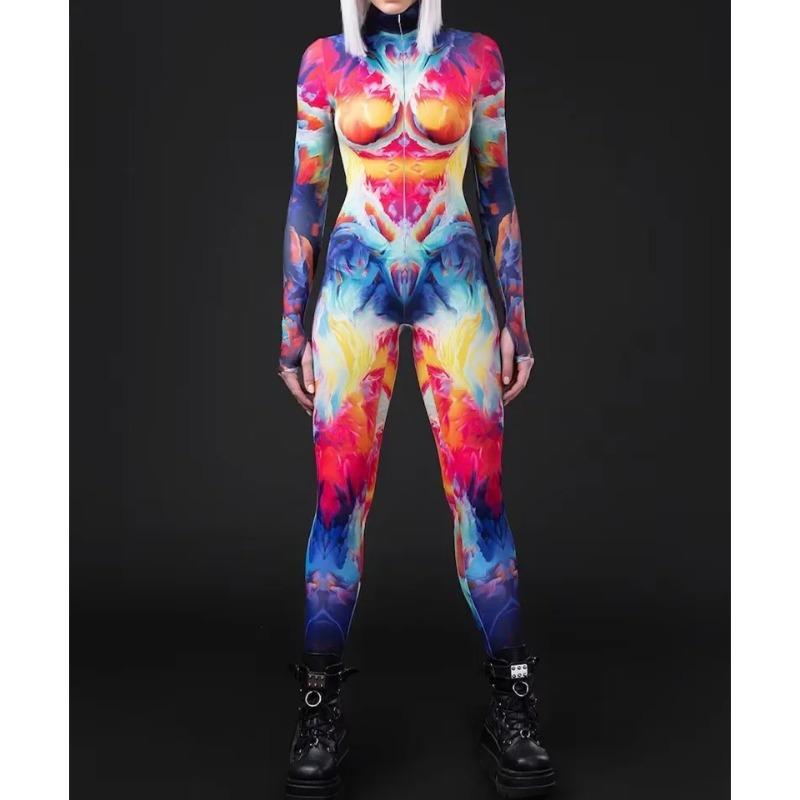 Косплей Костюм Женский Сексуальный Костюм Цветной Элемент Синий Мускулистый Хэллоуин Боди Для Взрослых Спортивный Комбинезон С Высокой Талией