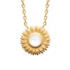 [R5778] - Gold Plated 'Cléopatra' Golden Moonstone Necklace - 15 Mm
