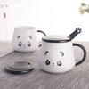 Керамическая кружка для кофе Nordic 500 мл с тиснением в виде панды – симпатичная чашка с крышкой и ложкой