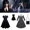 Костюм для косплея Уэнсдей Аддамс - роскошное черное платье для Хэллоуина, Рождественской вечеринки