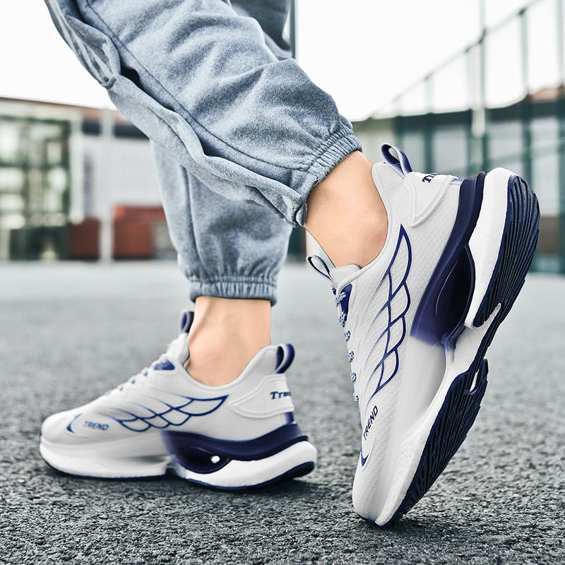 Soft Sole Sports Shoes Men's Shoes Summer Breathable Popcorn Soft Sole Carbon Plate Professional Running Shoes for Men