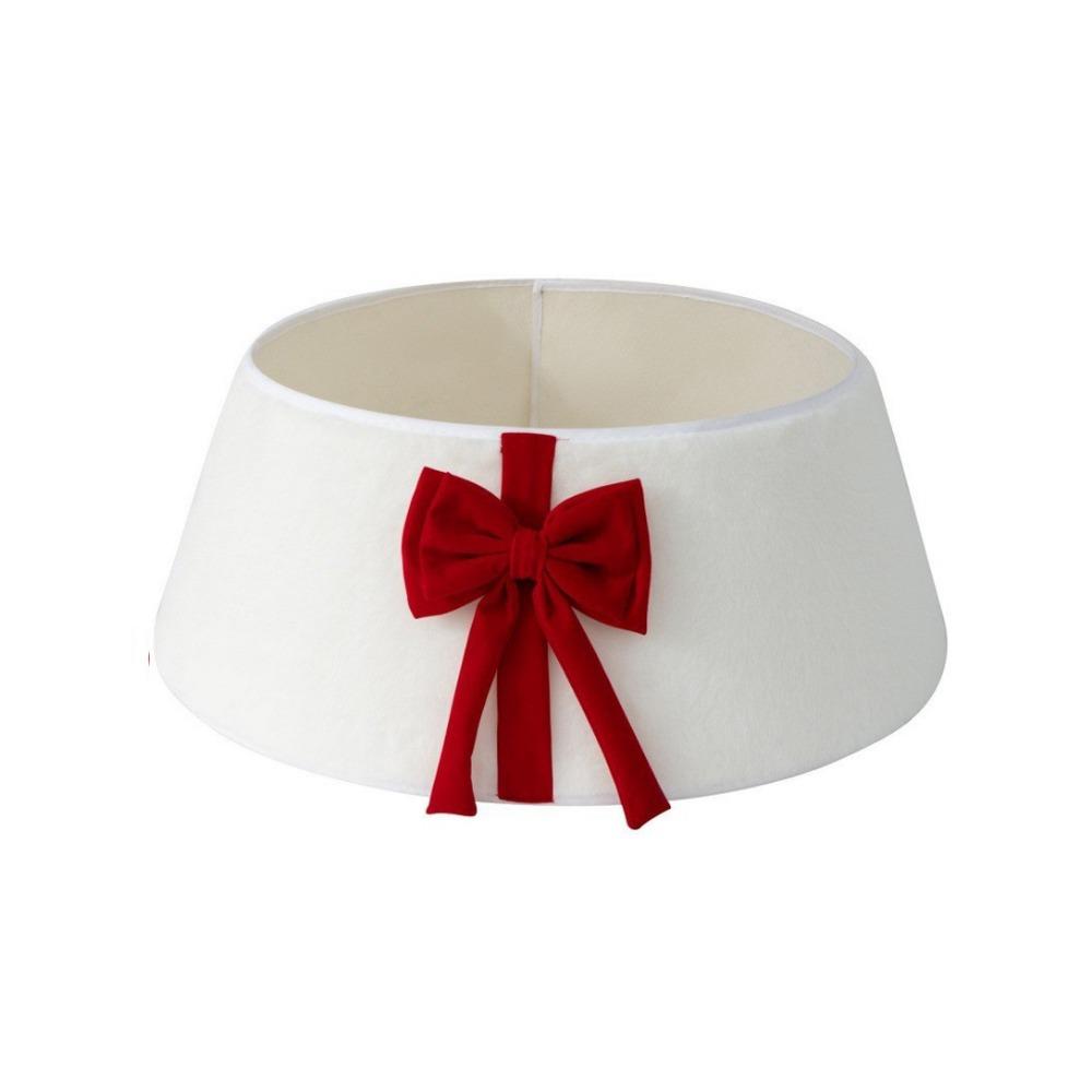 Decorative Christmas Tree Skirt with Bow Solid Color Christmas Tree Stand Skirt Party Gifts