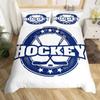 Ice Hockey Duvet Cover Helmet Skates Comforter Cover Winter Ice Sports Games Bedding Set for Boys Puck Hockey Player Quilt Cover