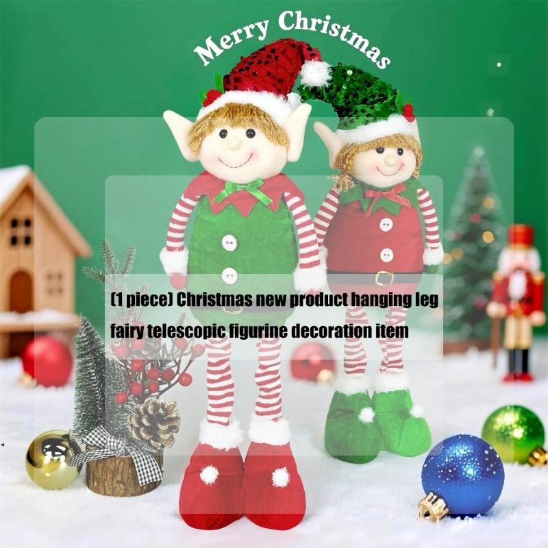 Stretchable Plush Doll Ornament Adjustable Height Telescoping Plush Figure Christmas Decoration for Living Room Bedroom