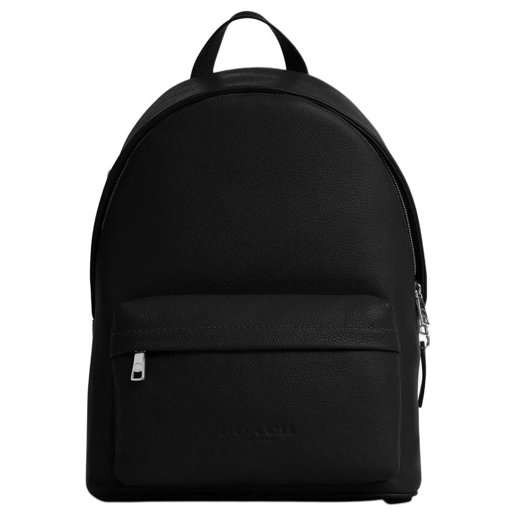 Coach Taylor 30 Zipper Closure Refined Pebble Leather Backpack Large Unisex Backpacks Silver Black CDX93-SVBK