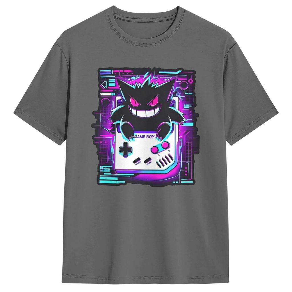 Vintage T Shirt Retro Spooky Pokemon Gengar Cotton T-Shirts Trendy Cool Tee Shirt for Male Y2K Casual Short Sleeve Top Tees