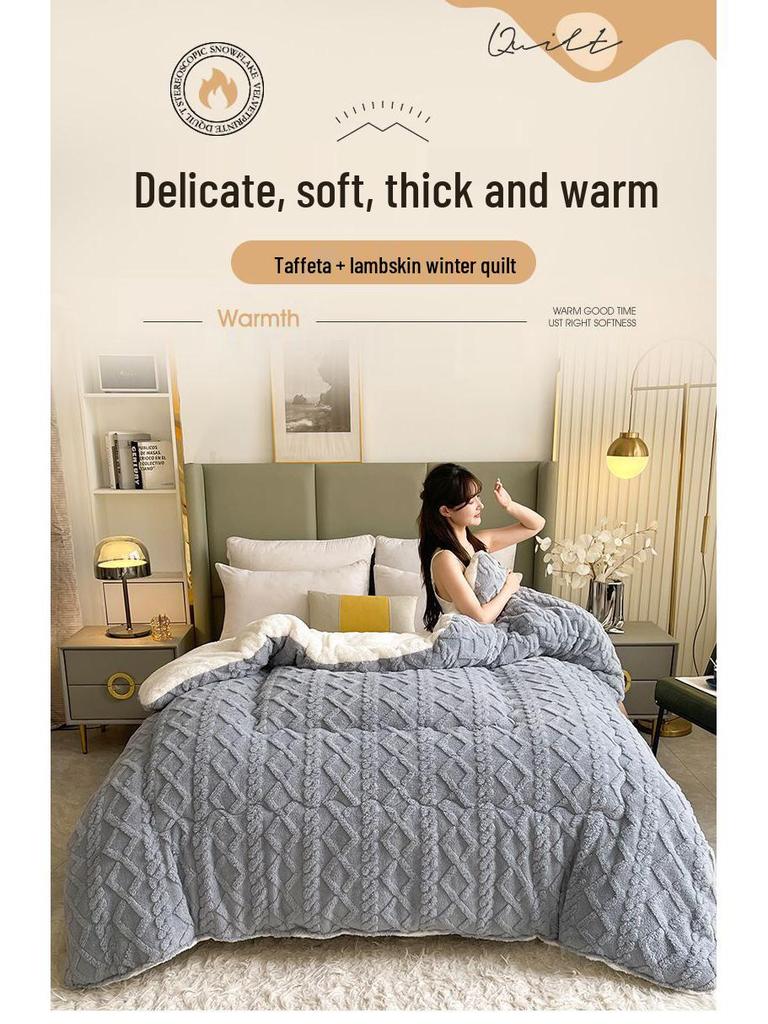 Двустороннее быстронагревающееся одеяло из флиса из овечьей шерсти на зиму для односпальных/двуспальных кроватей