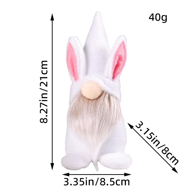 Easter Pink Eared Plaid Rabbit Pygmy Doll Doll Ornament Home Decoration Supplies