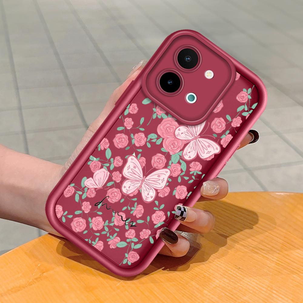 Для Huawei P50 Pro P40 Lite Honor 8X 9X X9 Tecno Spark Go Infinix Smart 8 Vivo V29 V30 Y02 Y16 красивый чехол для телефона с рисунком розы и бабочки