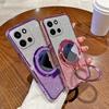 For OnePlus Nord6 Case with Makeup Mirror Holder Stand Luxury Shiny Gradient Plating Glitter Slim for OnePlus Nord 6 Back Cover